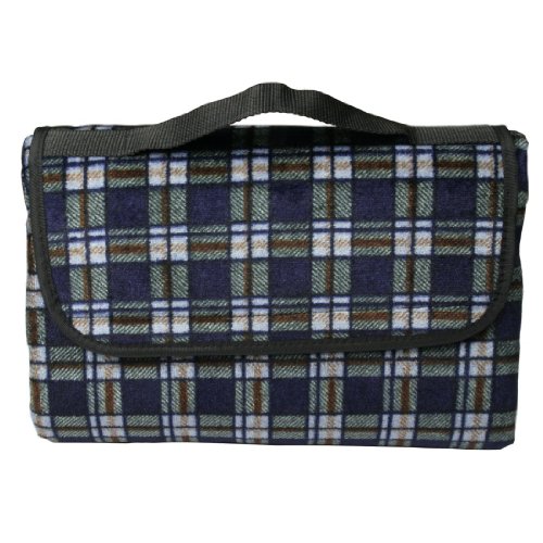 10T Picnic Couverture de pique-nique ou plage Bleu/Carreaux 150 x 130 cm