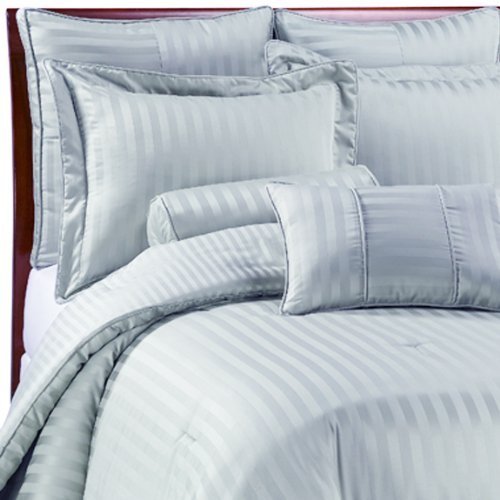 MARRIKAS REVERSIBLE 500TC Egyptian Cotton Comforter BLUE STRIPE KING