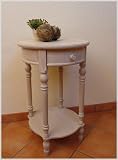 BEISTELLTISCH RUND IN antik-beige MIT 1 LADE LANDHAUS