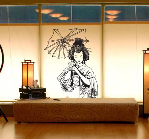 Vinyl Wall Art Decal Sticker Japanese Geisha 20"x32" Asian Decor #295