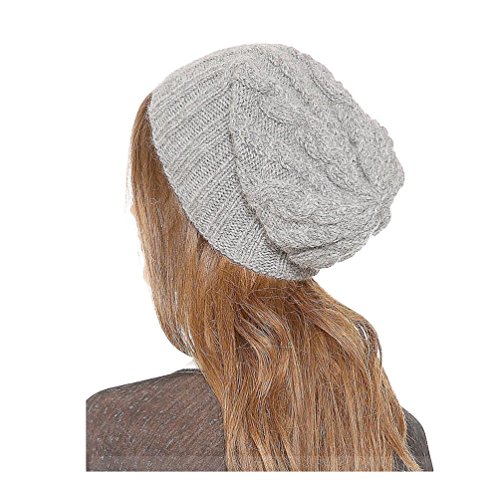 Warm Fashion Gray Knitted Beanies Hat for Women