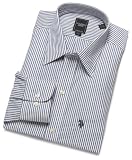USPA Men's White Ground Navy Bengal Stripe Shirt