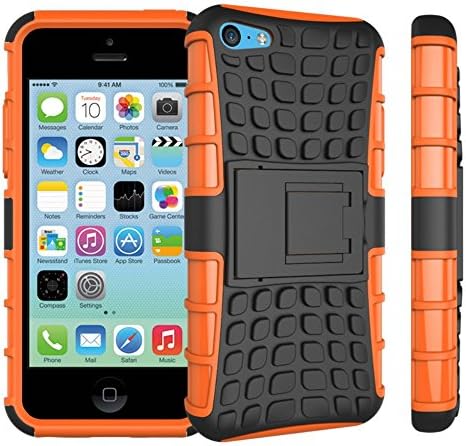 Generic Heavy Duty Tough Rugged Dual Layer Case with Built-in Kickstand, Tank Series Slim Fit Dual Layer Hybrid Armor Protective Case Cover, For Iphone5C (Orange)