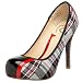 Rough Justice Women's Raquel Bump Toe Pump,Black/Red Plaid,9 M