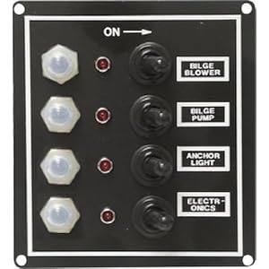 Seasense Led Switch Panel 4 Gang with Breaker And Rubber Boots
