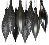 8ct Silver Splendor Shatterproof 4-Finish Finial Drop Christmas Ornaments 5.5"