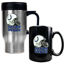 Indianapolis Colts 16oz Travel Mug & 15oz Ceramic Mug set - Helmet logo NFL Football