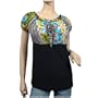 Blue Floral Print Ruffled Trim Plus Size Top - 2X