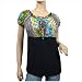 Blue Floral Print Ruffled Trim Plus Size Top