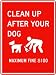 Street & Traffic Sign Wall Decals - Clean Up After Your Dog Sign - 12 inch Removable Graphic