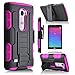 LG Sunset Case, Starshop Full Protection Dual Layers Hybird Case with Kickstand and Locking Belt Swivel Clip with Premium Screen Protector Pink