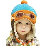 パイロット 帽子 飛行帽 パイロット帽子 子供用 ベビー キッズ 耳あて付き帽子 あったか ボアつき ゴーグル飾りつき 新色追加 2016年新作 (blue（ブルー）)