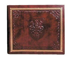 Medici Italian Leather Photo Album / Wedding Album / Scrapbook, Ivory Sheets, Embossed Art, 8.5x7"