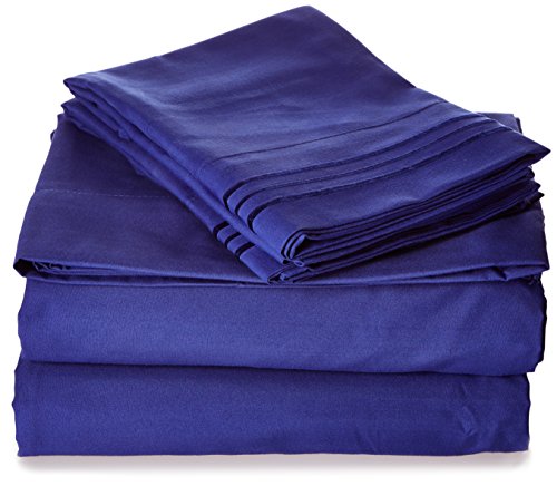 Elegant Comfort 1500 Thread Count Luxury Egyptian Quality Wrinkle and Fade Resistant 4-Piece Sheet Set, Full, Royal Blue