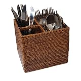 Rattan cutlery holder