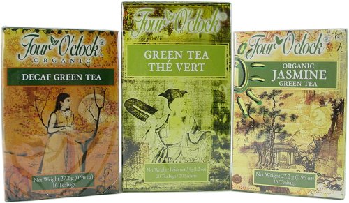 3 Packs of Organic teas: Green Tea, Decaf Green Tea and Jasmine Green tea economy pack ~... by La Cour Tisane