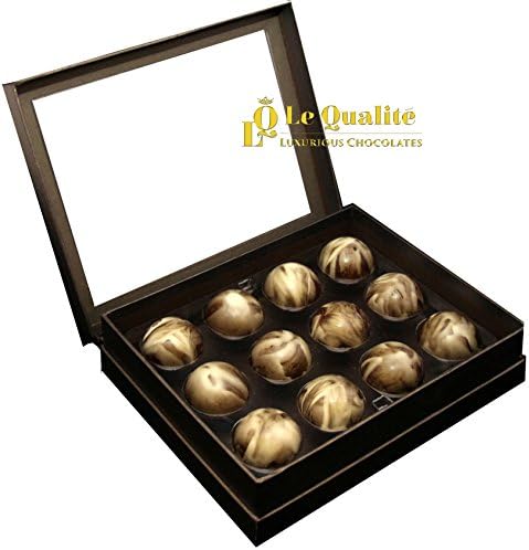 Delicious Gluten Free Belgian Amaretto Flavor Chocolate Truffles Marble Collection Box (Box of 12 Truffles)