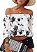 Moxeay® Sexy Printed off-shoulder Floral Crop Top Blouse (X-Large)