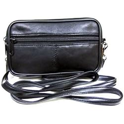 Soft Lambskin Leather Purse with Detachable Strap and Belt Loop