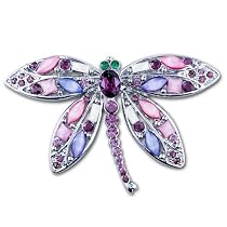 Swarovski Crystal Purple Abdomen Dragonfly Brooch Mother''s Day Gift