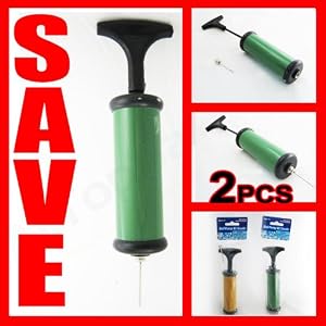 2 Hand Air Pump with Needle Footbal Basketball Ball Balloons Sports Soccer New !