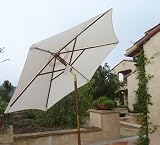 7ft wooden market umbrella with tilt mechanism - Natural