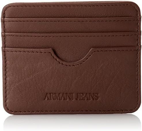 Armani Jeans Men's Leather Card Wallet, Brown, One Size