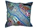 Azure Blue Vintage Sari Beaded Floor Pillows Cushion Cover India 24 Inch