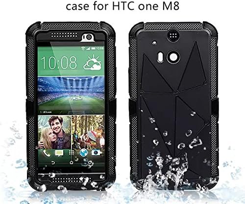 City View(TM) Extreme Luxury Shockproof Dust/Dirt Proof Zinc Metal Gorilla Glass Military Heavy Duty Protection Hard Cover Skin Case for HTC One M8 (Black)