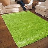 NEW THICK MODERN SHAGGY APOLLO RUG GREEN