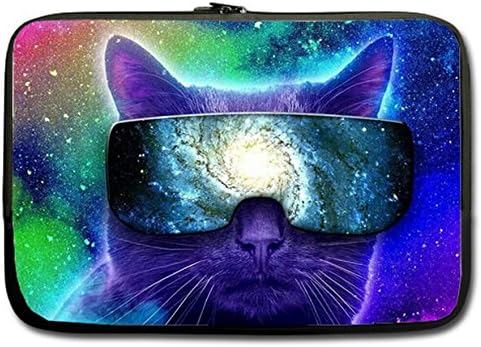 Water Resistant Neoprene Laptop / Notebook Computer Sleeve Case Cover Pouch for Apple MacBook Pro 13 Inch Space Cat Print.