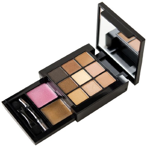 NYX Bronze Smokey Look Kit, 9 eye shadows 2 lip colors, applicator/mirror