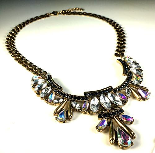 Kali Collection Iridescent Crystal Cluster Scoop Statement Necklace