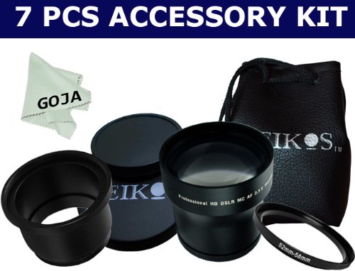 3.5X High Definition Telephoto Lens + Adapter Ring (52mm To 58mm) + Tube Adapter for SONY S70 S75 S85+ 1 Ultra Fine Microfiber Cleaning Cloth GOJA logo