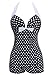 50s Retro Vintage One Piece Elegant Bow Front Polka Dot Monokinis Swimsuit