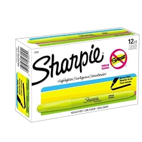 Sharpie Accent Pocket-Style Highlighters, 12 Fluorescent Yellow Highlighters(27025)