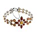 Certified Genuine Marquise Honey Amber and Sterling Silver Flower Large Bangle