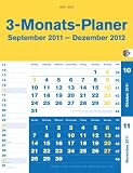 Produkt-Bild: 3-Monatsplaner blau 2012: 14-Monats-Kalender (ab September 2011) mit Datumsschieber