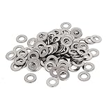 uxcell フラットワッシャー 304 ステンレス鋼製シルバートーン 100個入り
