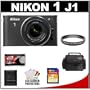 Nikon 1 J1 10.1 MP Digital Camera Body with 10-30mm VR Lens (Black) with 32GB Card + Case + UV Filter + Accessory Kit