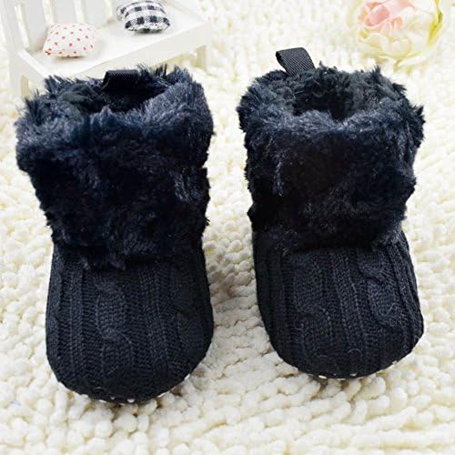 Floomer Toddler Infant Girl's Knit Fleece Soft Sole Short Snow Boot Black 6-12M