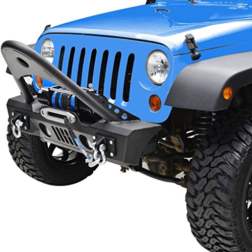 GSI Jeep JK Wrangler Black Stinger Front Bumper with Winch Plate
