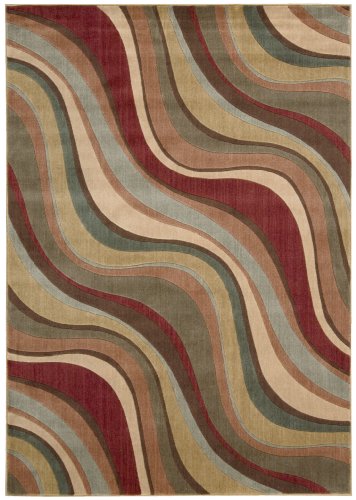 Nourison Zanibar Multicolor Waves 5.6-Feet by 7.5-Feet Polyacrylic Area Rug
