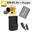 Nikon EN-EL3e Rechargeable Li-Ion Battery + AC/DC Battery Charger for Nikon D50, D70, D70s, D80, D90, D100, D200, D300, D300s and D700 SLR Digital Cameras