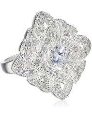 Sterling Silver Simulated Diamond Filigree Ring, Size 7