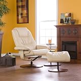 Adjustable Taupe Bonded Leather Recliner and Ottoman , Office Chair