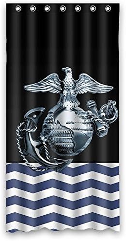 Fantastic Bath Anhome Blue And White Chervon Ed Metal Us Marine Corps Waterproof Fabric Shower Curtain 36X72 Inches,Ring/Hooks Included