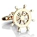 INBLUE Men's 2 PCS Rhodium Plated Cufflinks Gold Tone Helm Shirt Wedding Business 1 Pair Set