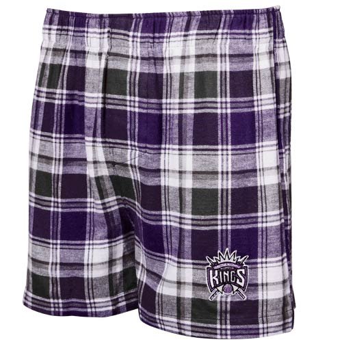 NCAA Sacramento Kings Purple-Gray Plaid Legend Flannel Boxer Shorts (Small)