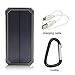 12000mAh Solar Charger, Portable Solar Powered Phone Charger Dual USB Solar External Battery Pack Power Bank for Cellphones With Solar LED Lights For Emergency or As A Camping Light (Black)